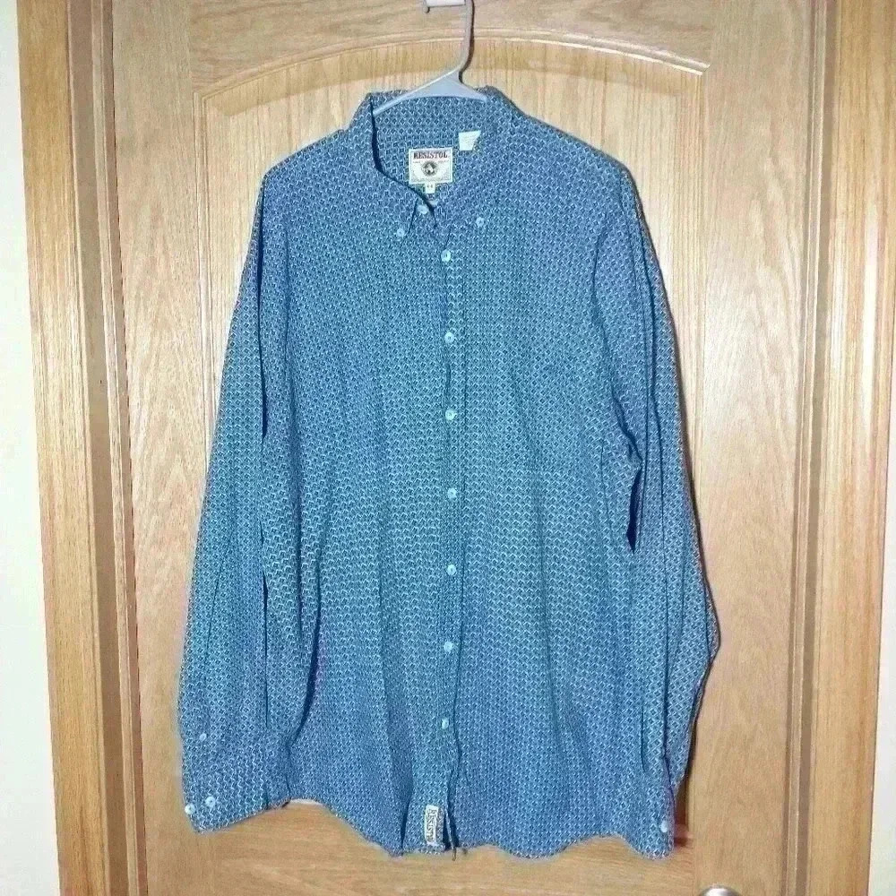 Resistol blue long sleeve button down shirt size XXL